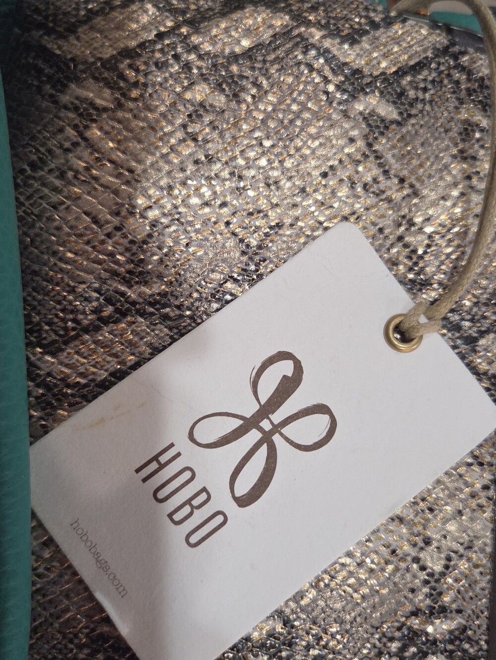 HOBO Metallic Snake-Print Wristlet - Gold/Tan